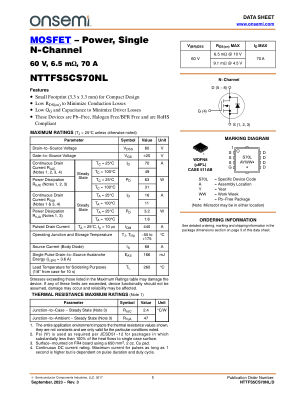 NTTFS5CS70NL 数据手册首页