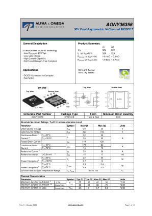 AONY36356 datasheet cover page
