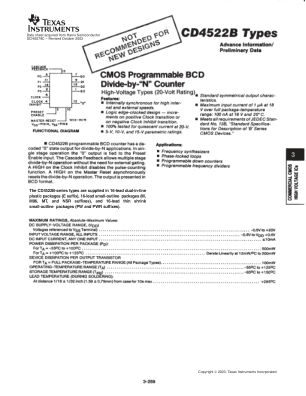 CD4522B datasheet cover page