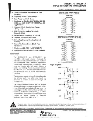 SN75LBC170 datasheet cover page