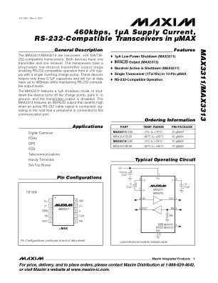 MAX3311-MAX3313 datasheet cover page