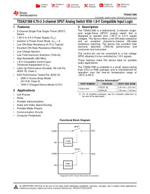 TS5A21366 数据手册首页