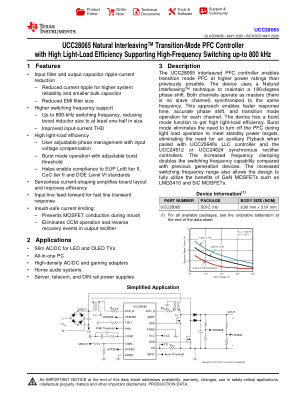 UCC28065 datasheet cover page