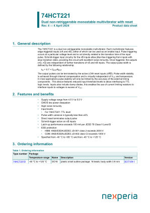 74HCT221D datasheet cover page