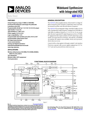 ADF4351 数据手册首页