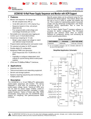 UCD90160 datasheet cover page