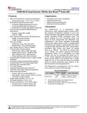 PCM3140-Q1 datasheet cover page