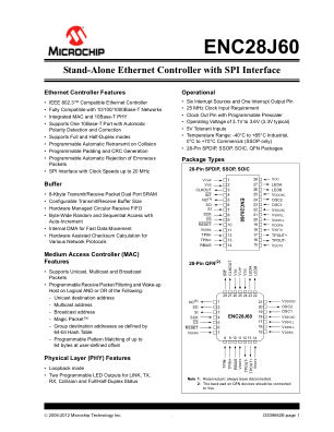 ENC28J60-I 数据手册首页