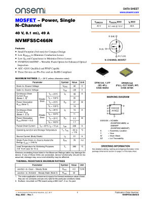 NVMFS5C466N 数据手册首页