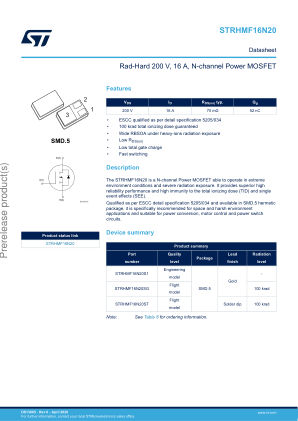 STRHMF16N20 datasheet cover page