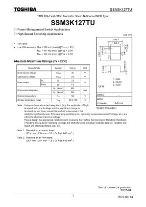 SSM3K127TU 数据手册首页