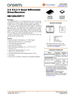 NB100LVEP17 数据手册首页