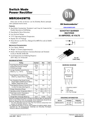 MBR3045WT datasheet cover page