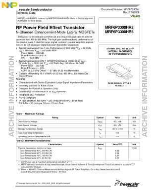 MRF6P3300H datasheet cover page
