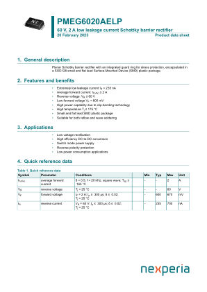 PMEG6020AELP115 datasheet cover page