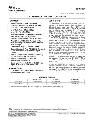 CDCVF857 datasheet cover page