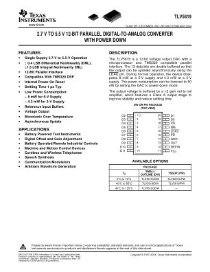 TLV5619 datasheet cover page