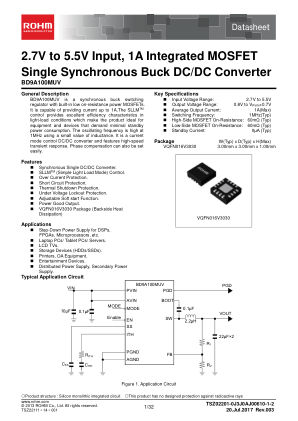 BD9A100MUV 数据手册首页