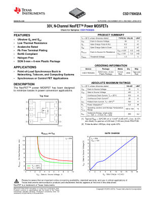 CSD17506Q5A datasheet cover page