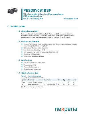 PESD5V0S1BSF datasheet cover page