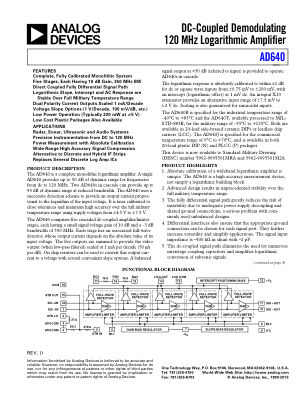 AD640 数据手册首页