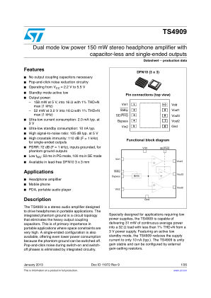 TS4909 datasheet cover page