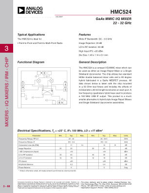 HMC524CHIPS datasheet cover page