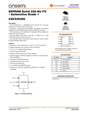CAV24C256 datasheet cover page