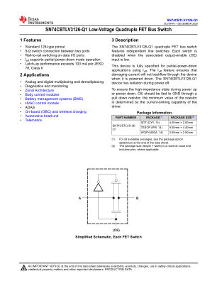 SN74CBTLV3126-Q1 datasheet cover page