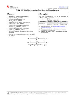 SN74LVC2G14-Q1 datasheet cover page