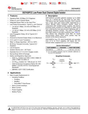 ISO7420FCC datasheet cover page