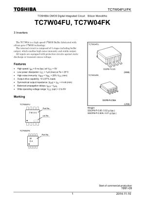 TC7W04FK 数据手册首页
