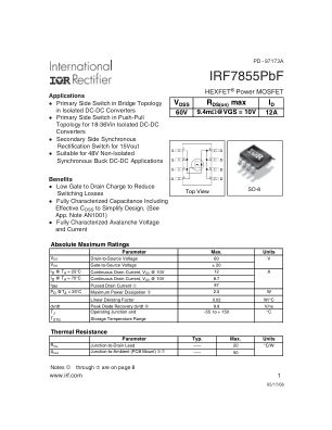 IRF7855 datasheet cover page