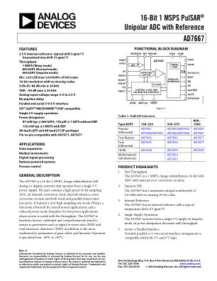 AD7667 数据手册首页