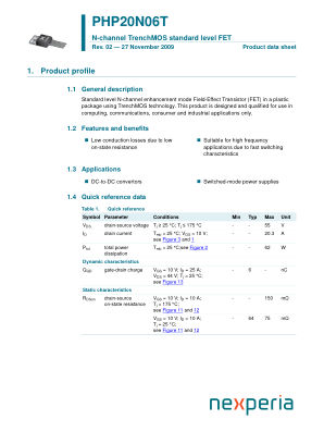 PHP20N06T datasheet cover page