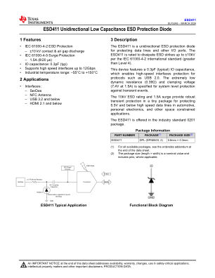 ESD411 datasheet cover page