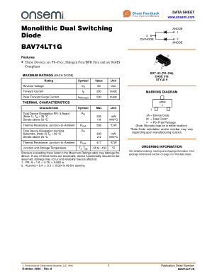 BAV74LT1 数据手册首页
