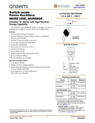 MUR8100E datasheet cover page
