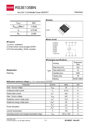 RS3E135BN 数据手册首页
