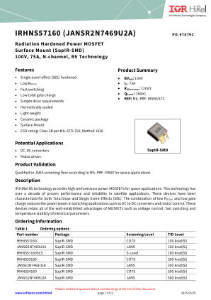 IRHNS57160 datasheet cover page