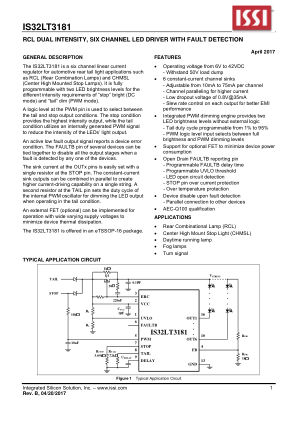 IS32LT3181-ZLA3-TR 数据手册首页