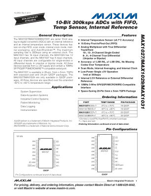 MAX1027-MAX1031 数据手册首页