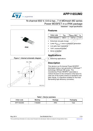APP1165UM2 数据手册首页