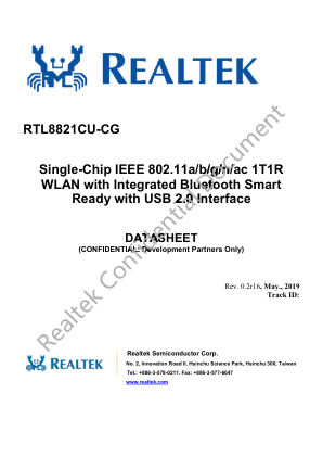 RTL8821CU-CG 数据手册首页