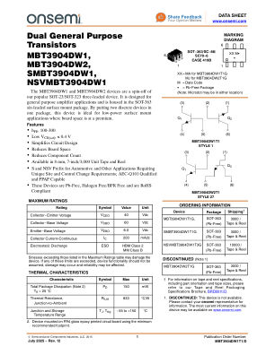 MBT3904DW1T1 数据手册首页
