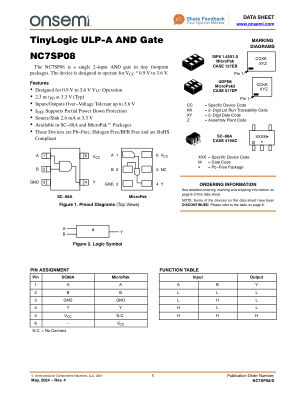 NC7SP08 datasheet cover page