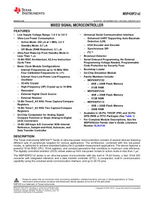 MSP430F2132 datasheet cover page