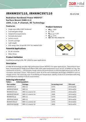 IRHNM597110 datasheet cover page