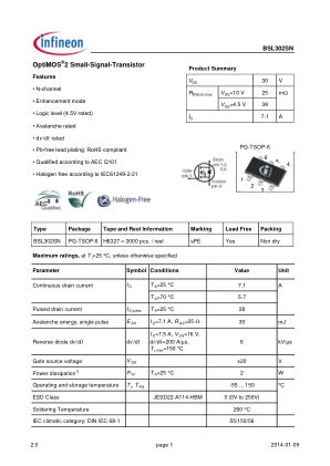 BSL302SN datasheet cover page