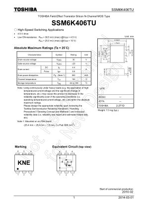 SSM6K406TU 数据手册首页
